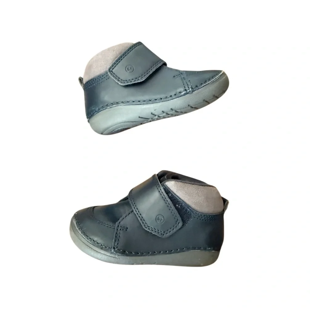 Stride Rite Mateo Navy Blue Leather Boot-Infant Walker Shoes-Size 4.5W